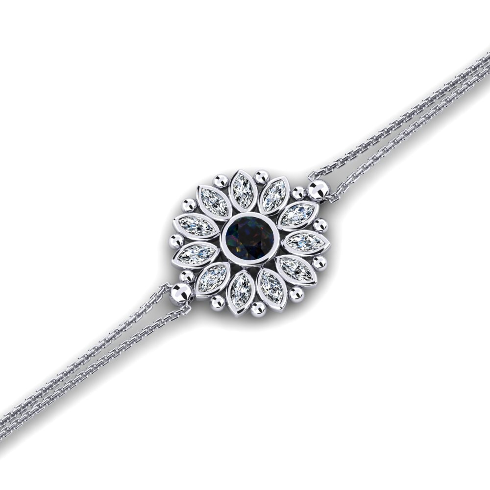 White Silver Black Opal Women's Bracelet Anvil