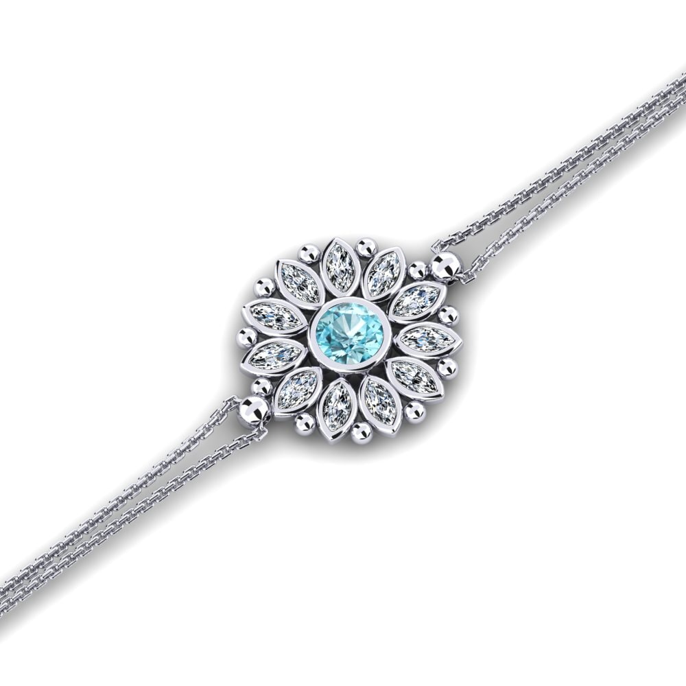 White Silver Blue Zircon Women's Bracelet Anvil