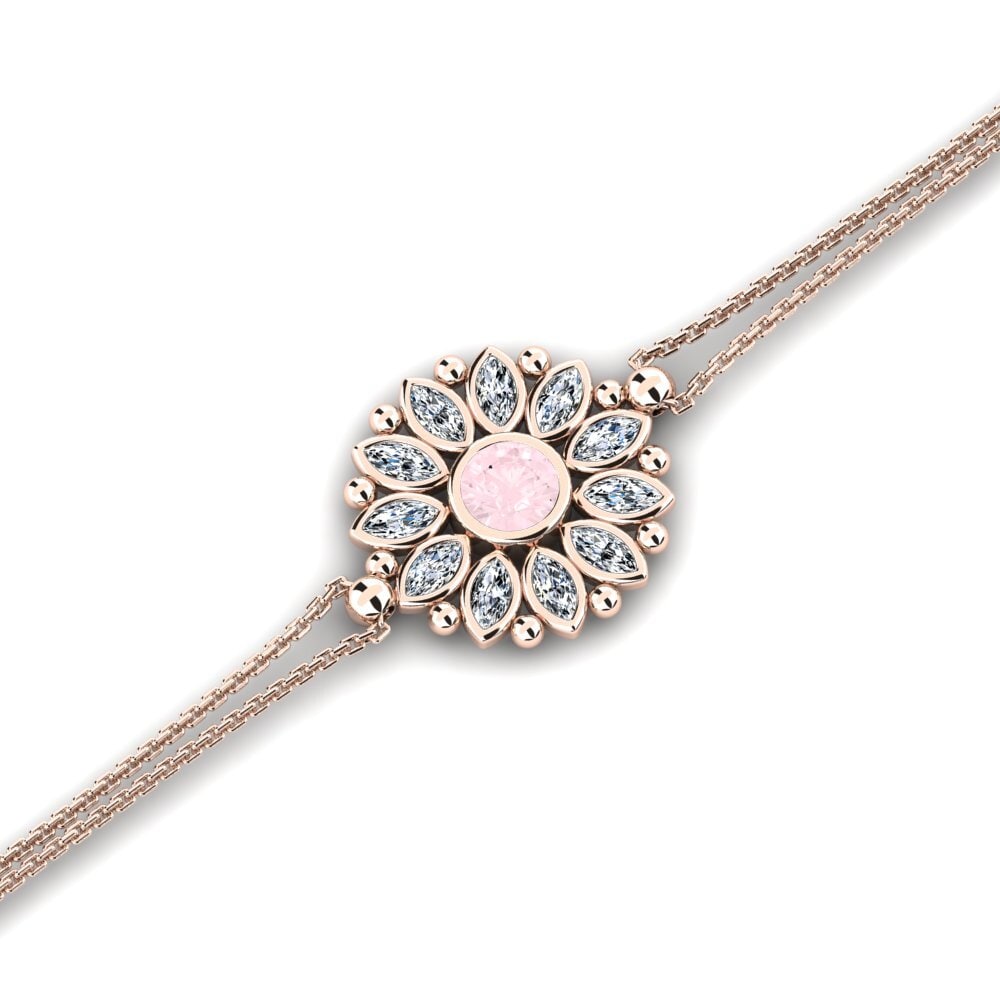 9ct Rose Gold Rose Quartz Women's Bracelet Anvil