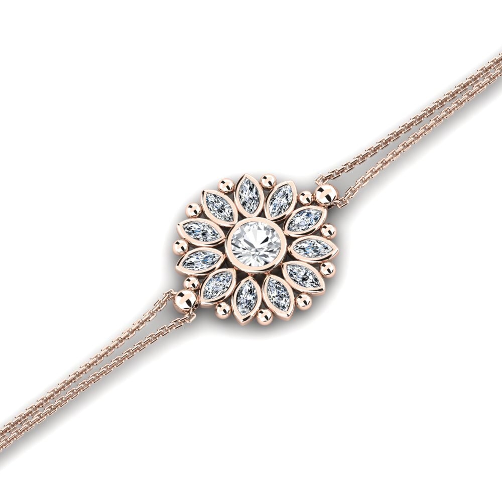9ct Rose Gold White Zircon Women's Bracelet Anvil