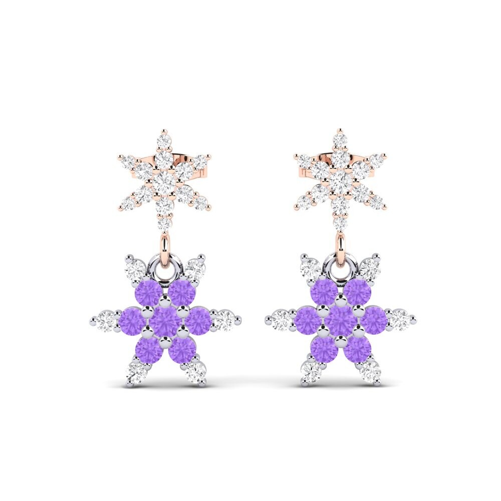 14k Rose & White Gold Amethyst SYLVIE Earring Aotrom