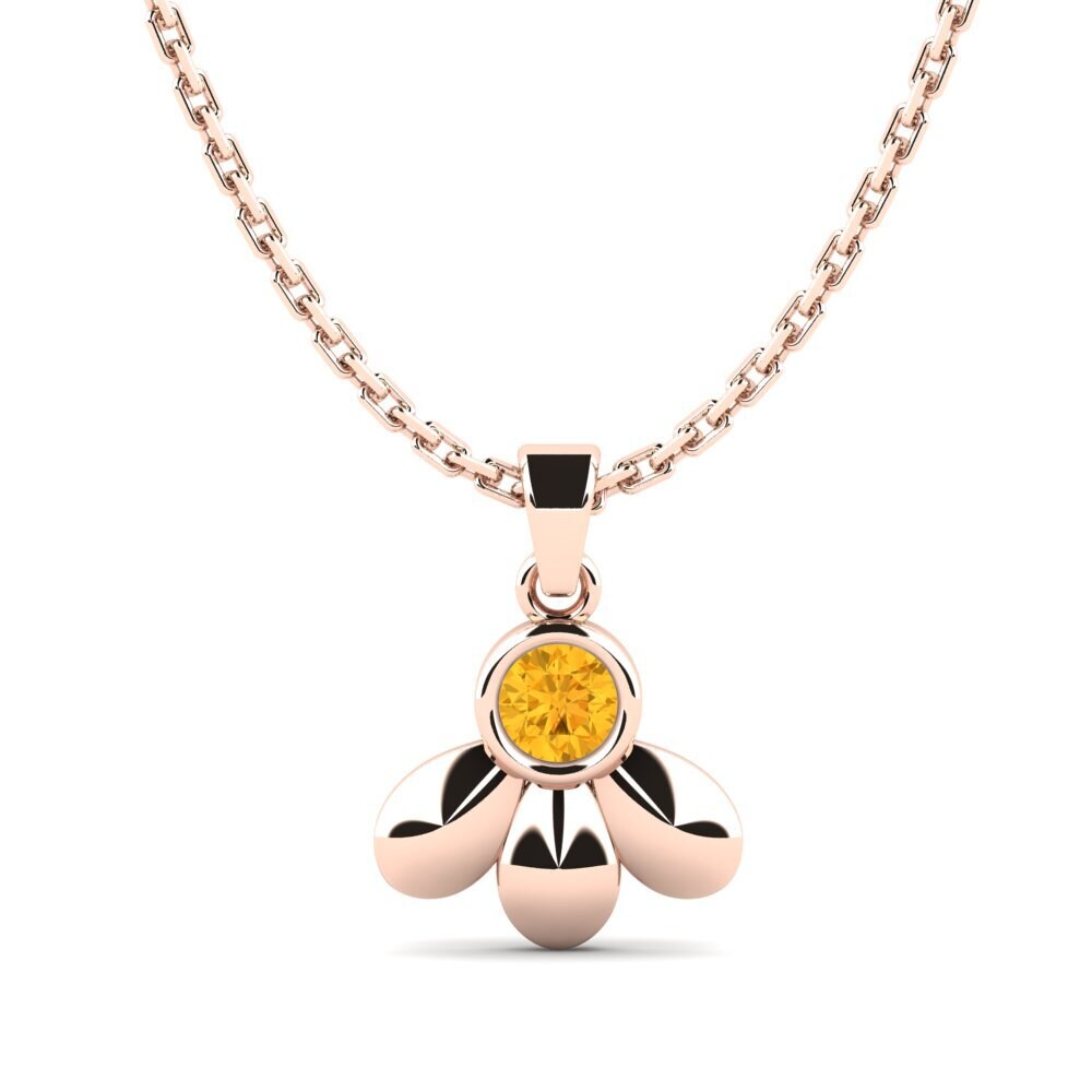 14k Oro Rosa Citrino Colgante de Mujer Aournu