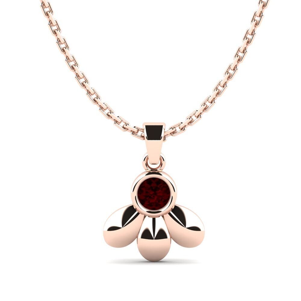 14k Oro Rosa Granate Colgante de Mujer Aournu