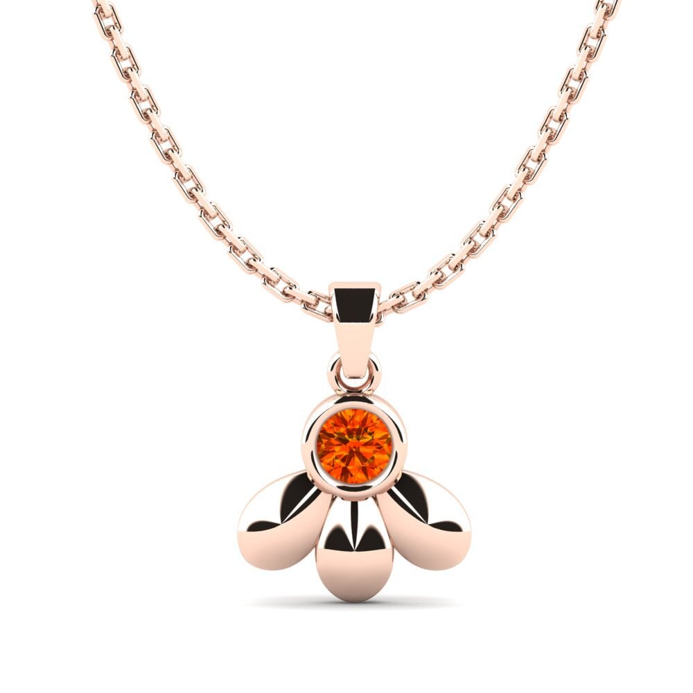 14k Oro Rosa Zafiro Naranja Colgante de Mujer Aournu