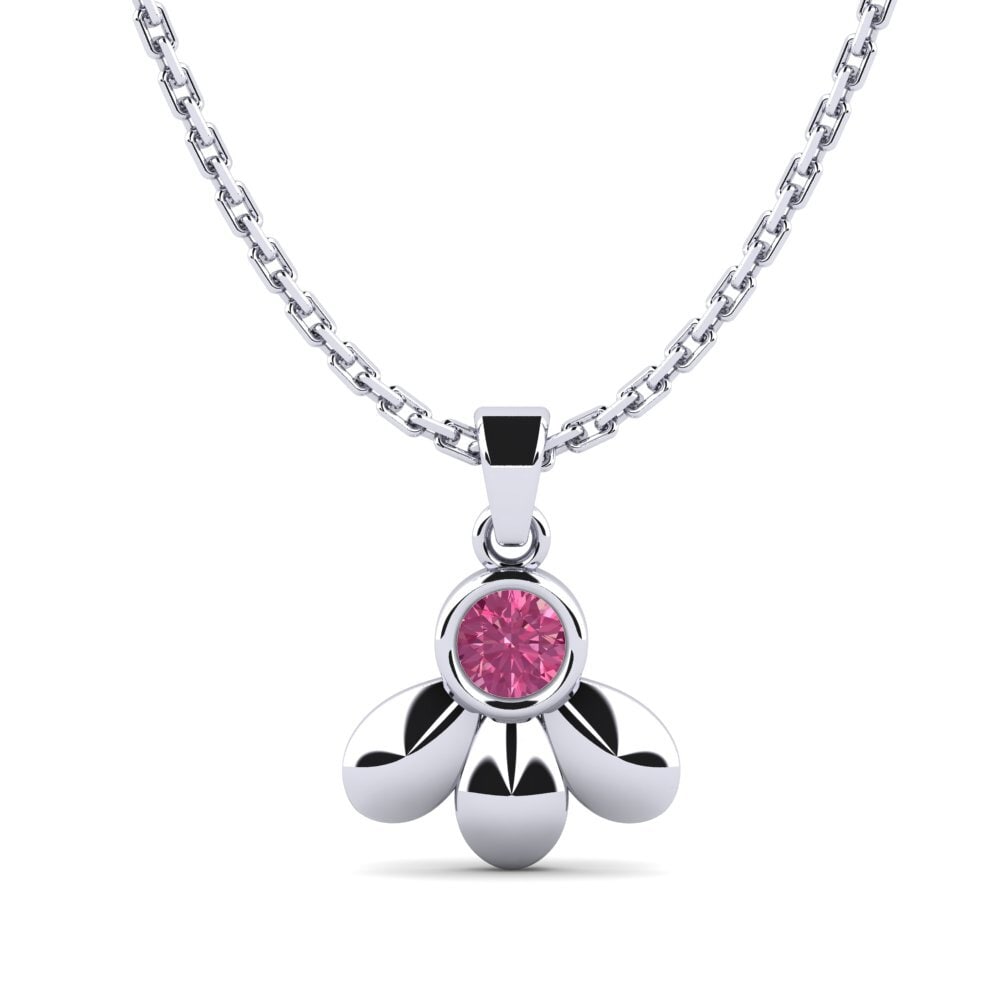 Platino 950 Turmalina rosa Colgante de Mujer Aournu