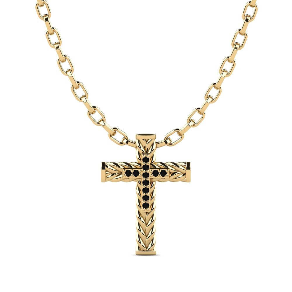 Or Jaune 585 Onyx Noir Pendentif pour homme Apance
