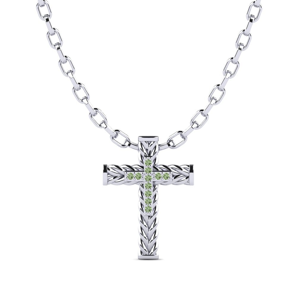 Argent Blanc Diamant Vert Pendentif pour homme Apance