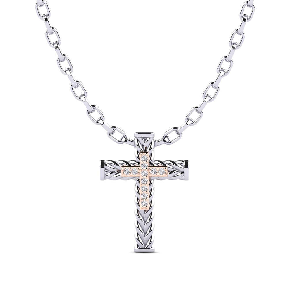 14k Oro Blanco / Rosa Colgante para hombre Apance