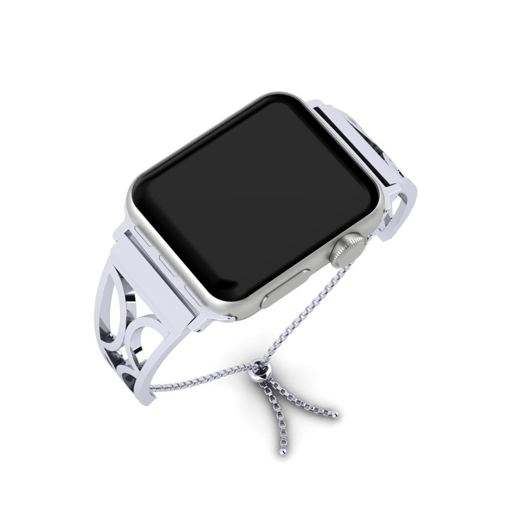 Stainless Steel /9k White Gold Apple Watch® Strap Apasionat - B