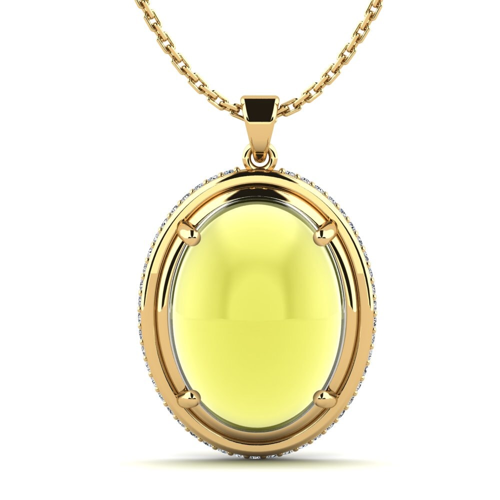 14k Oro Amarillo Topacio Limón Cabujón Colgante de Mujer Apelisa
