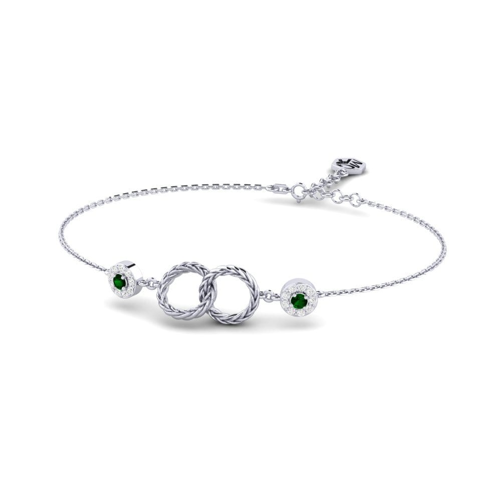 Palladium 950 Zircone Vert Bracelet pour femme Apnapon