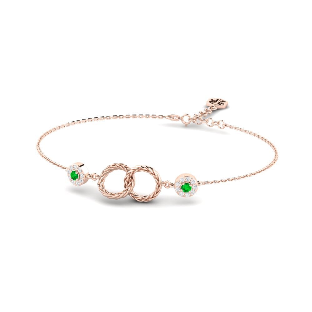Or rose 14k Émeraude Bracelet pour femme Apnapon