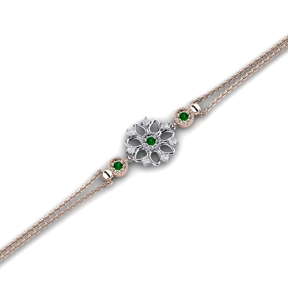 9ct Rose & White Gold Green Zirconia Women's Bracelet Apologie