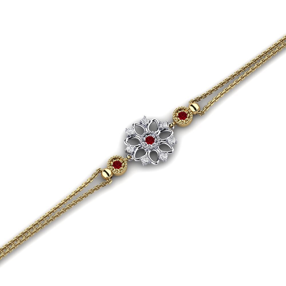18K Yellow & White Gold Red Zirconia Bracelet Apologie