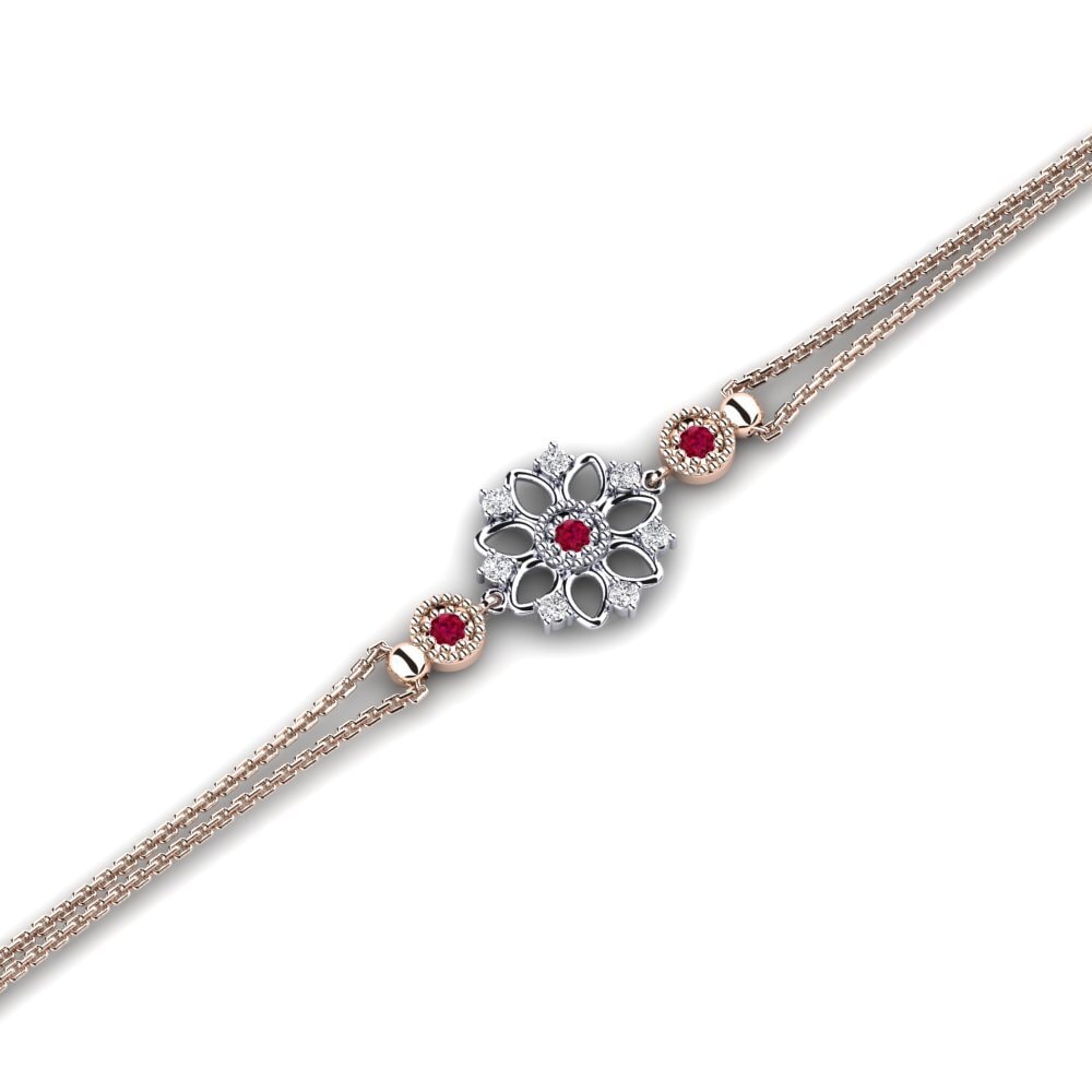 9ct Rose & White Gold Ruby Women's Bracelet Apologie