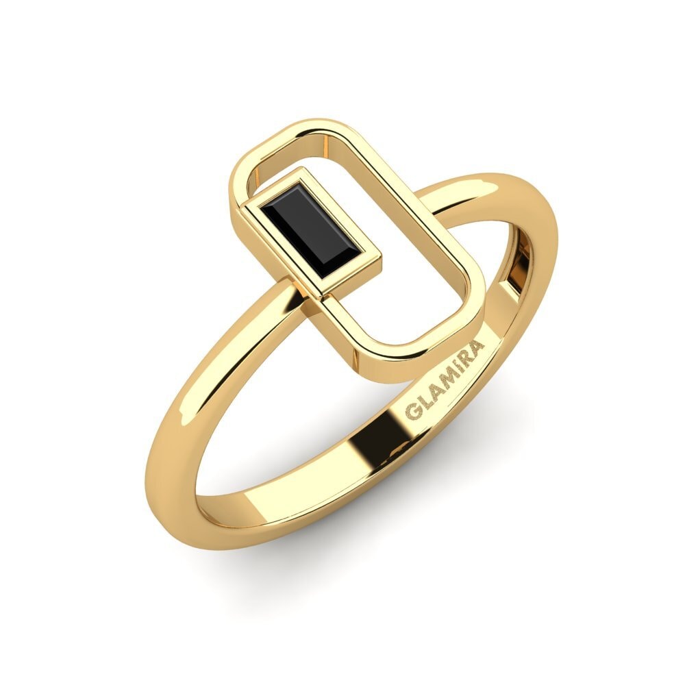 18k Oro Amarillo Zafiro negro Anillo Appestat