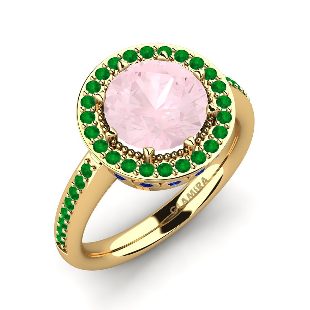 18K Yellow Gold Rose Quartz Engagement Ring Aprila
