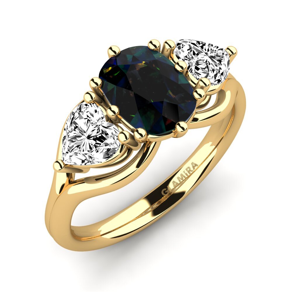 Schwarzer Opal Verlobungsring Aquene