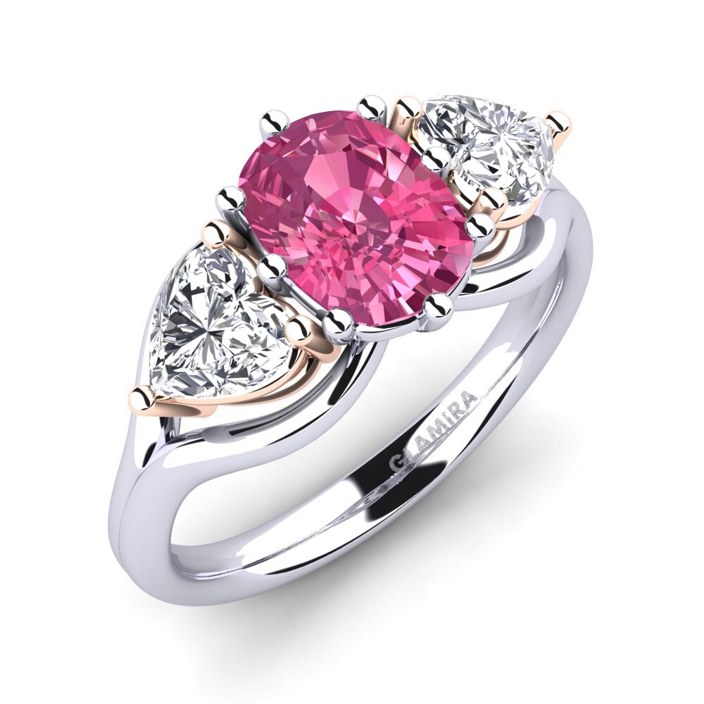 14ct White & Rose Gold Pink Tourmaline Engagement Ring Aquene