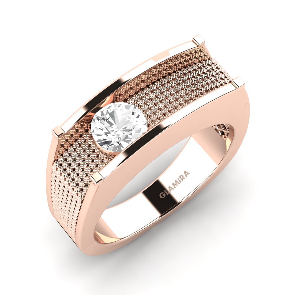 Oro Rosso 375 Zaffiro Bianco Anello da uomo Aquil