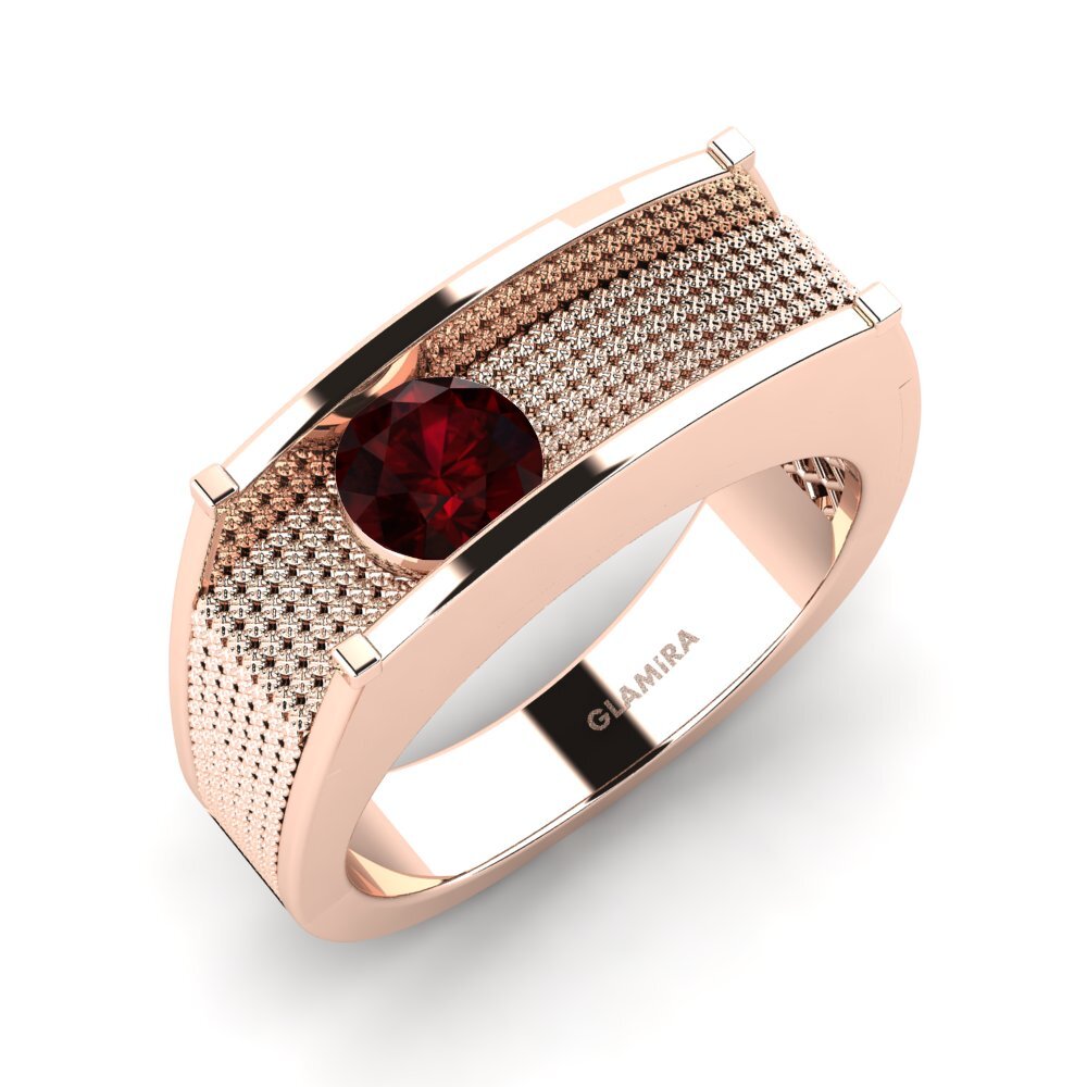 Oro Rosso 750 Granato Anello da uomo Aquil