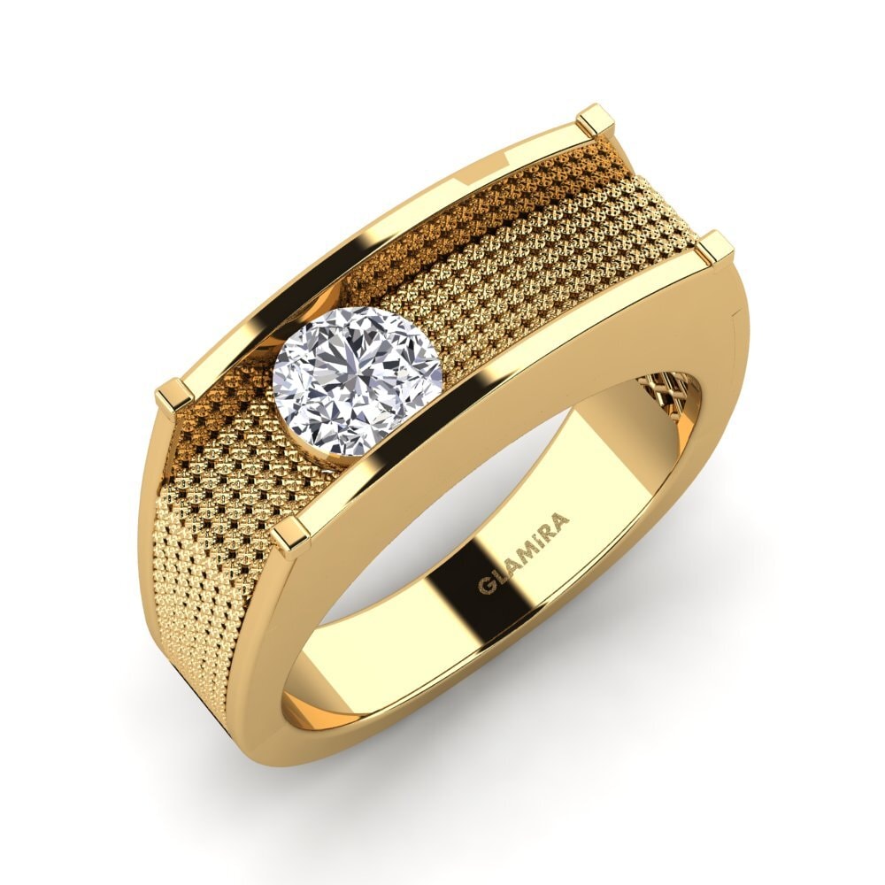18K Geel Goud Laboratorium Gekweekte Diamant Heren ring Aquil