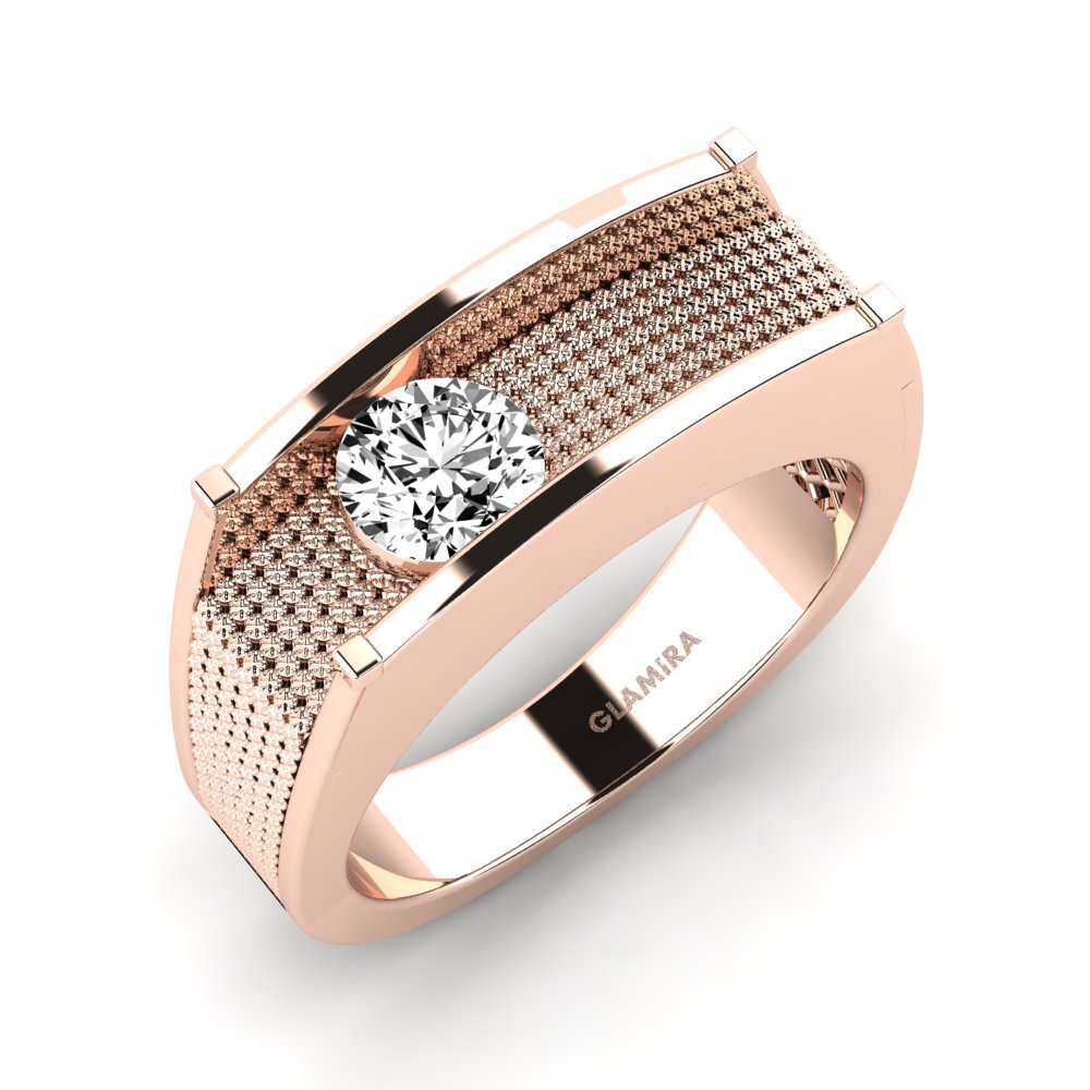 Oro Rosso 585 Moissanite Anello da uomo Aquil