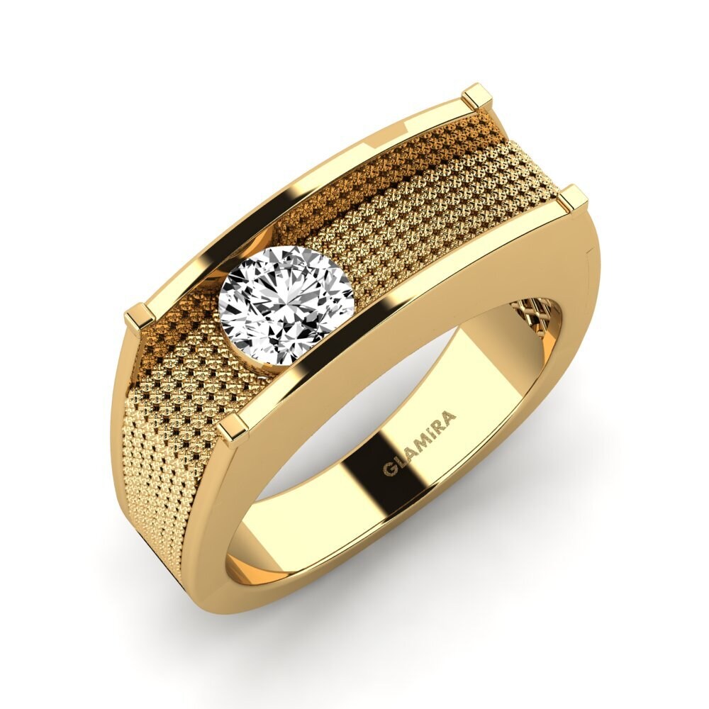 Oro Giallo 585 Moissanite Anello da uomo Aquil
