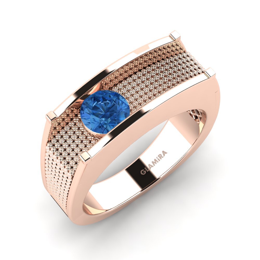 750 Rood Goud Donker Blauwe Zirkoon Heren ring Aquil