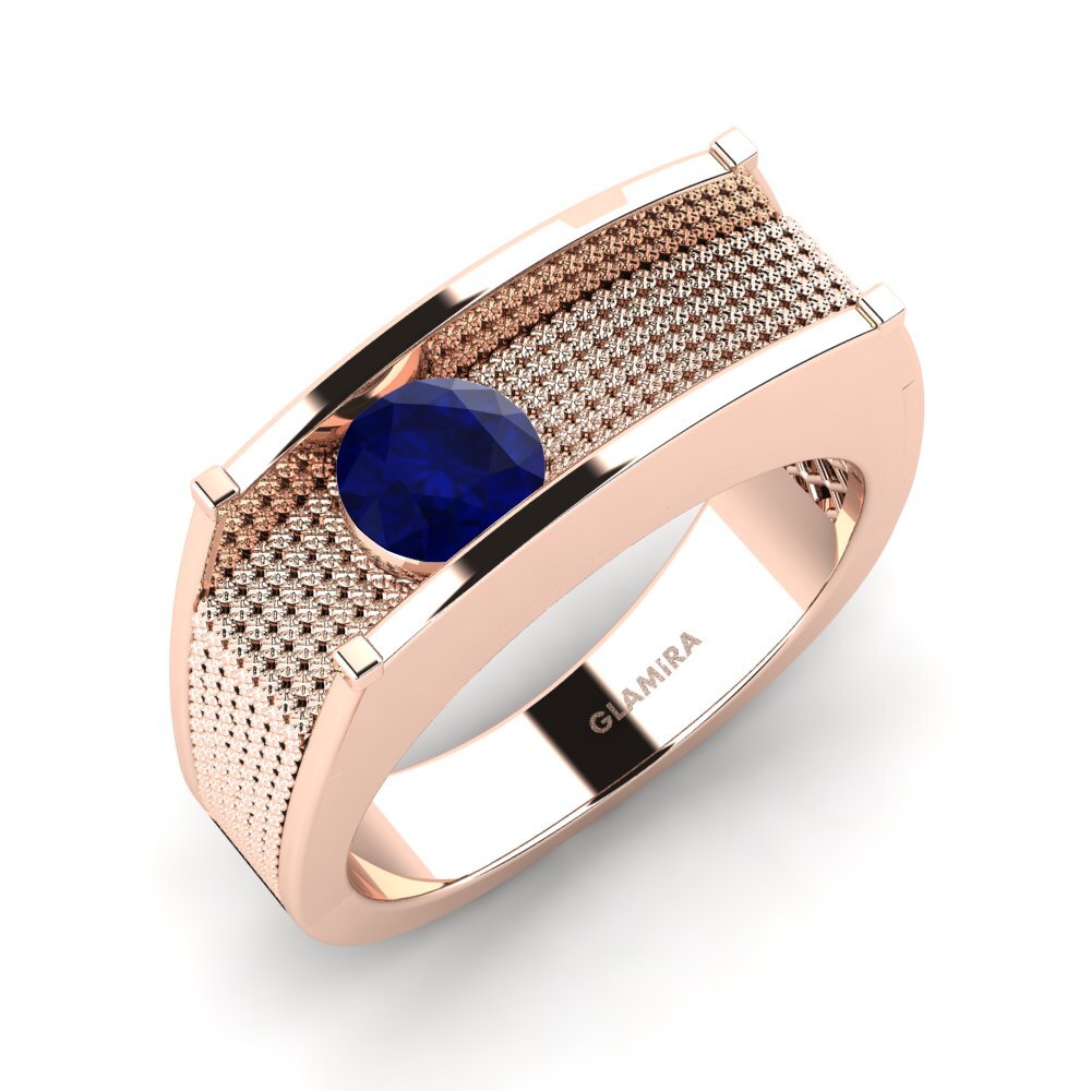 Oro Rosso 585 Zaffiro Anello da uomo Aquil