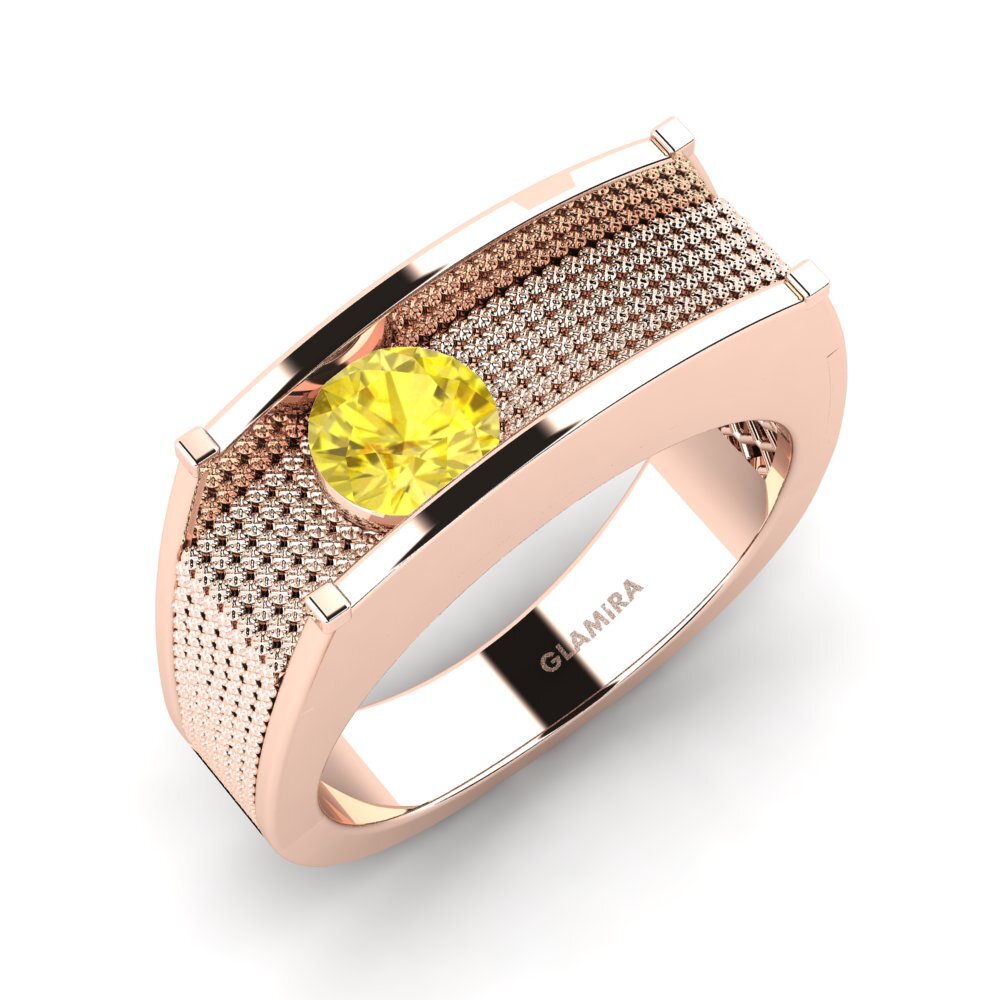 14k Rose Gold Yellow Sapphire Men's Ring Aquil