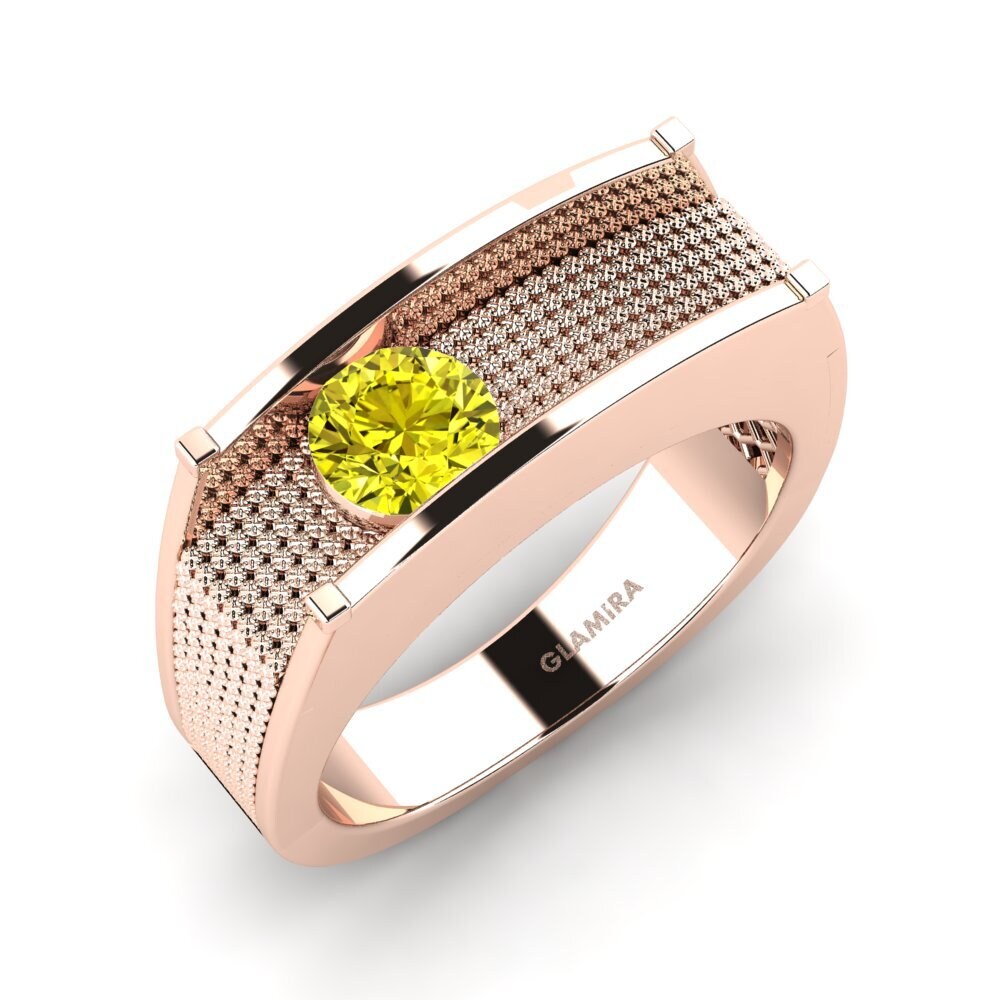 Oro Rosso 750 Diamante Giallo Anello da uomo Aquil