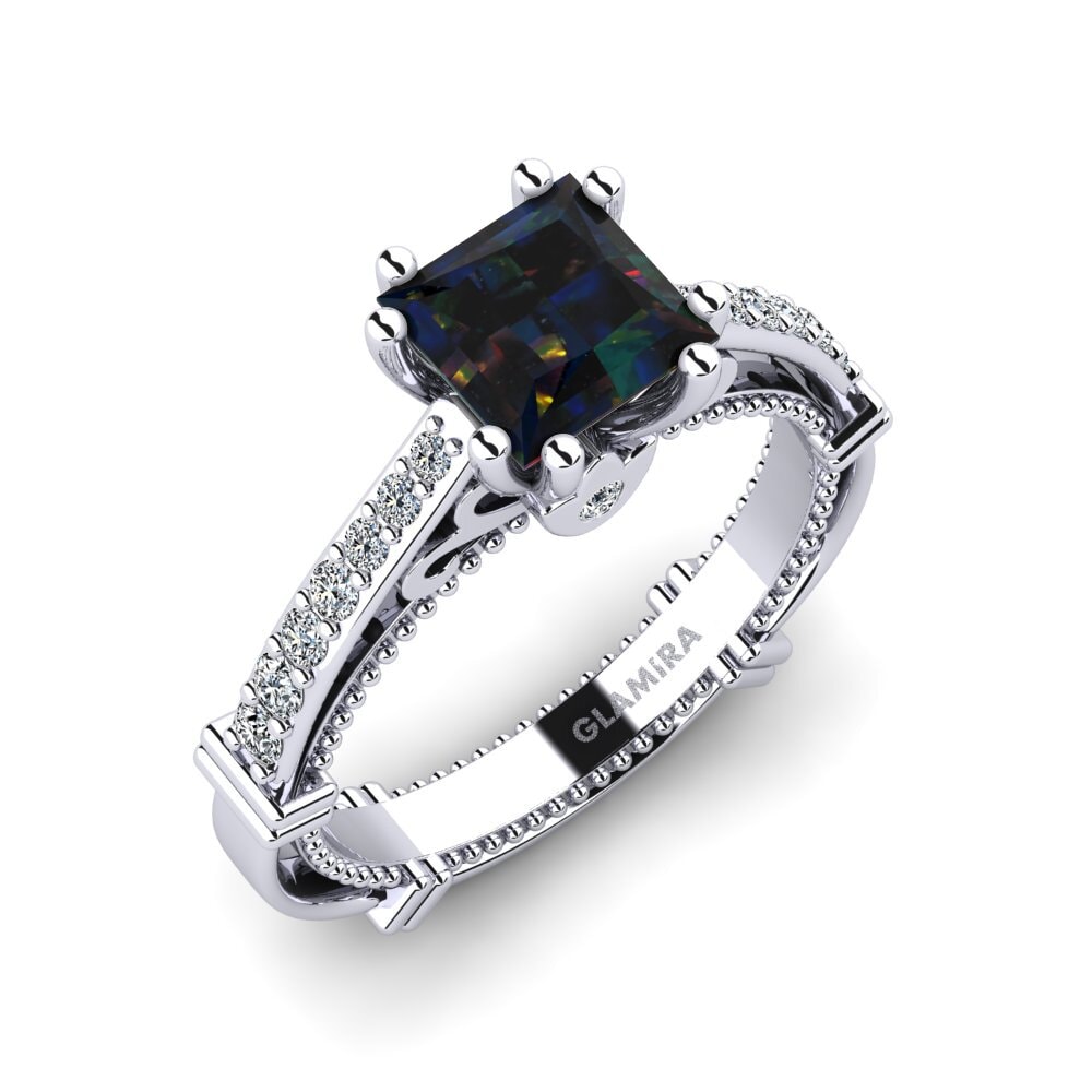 Black Opal Engagement Ring Aquina