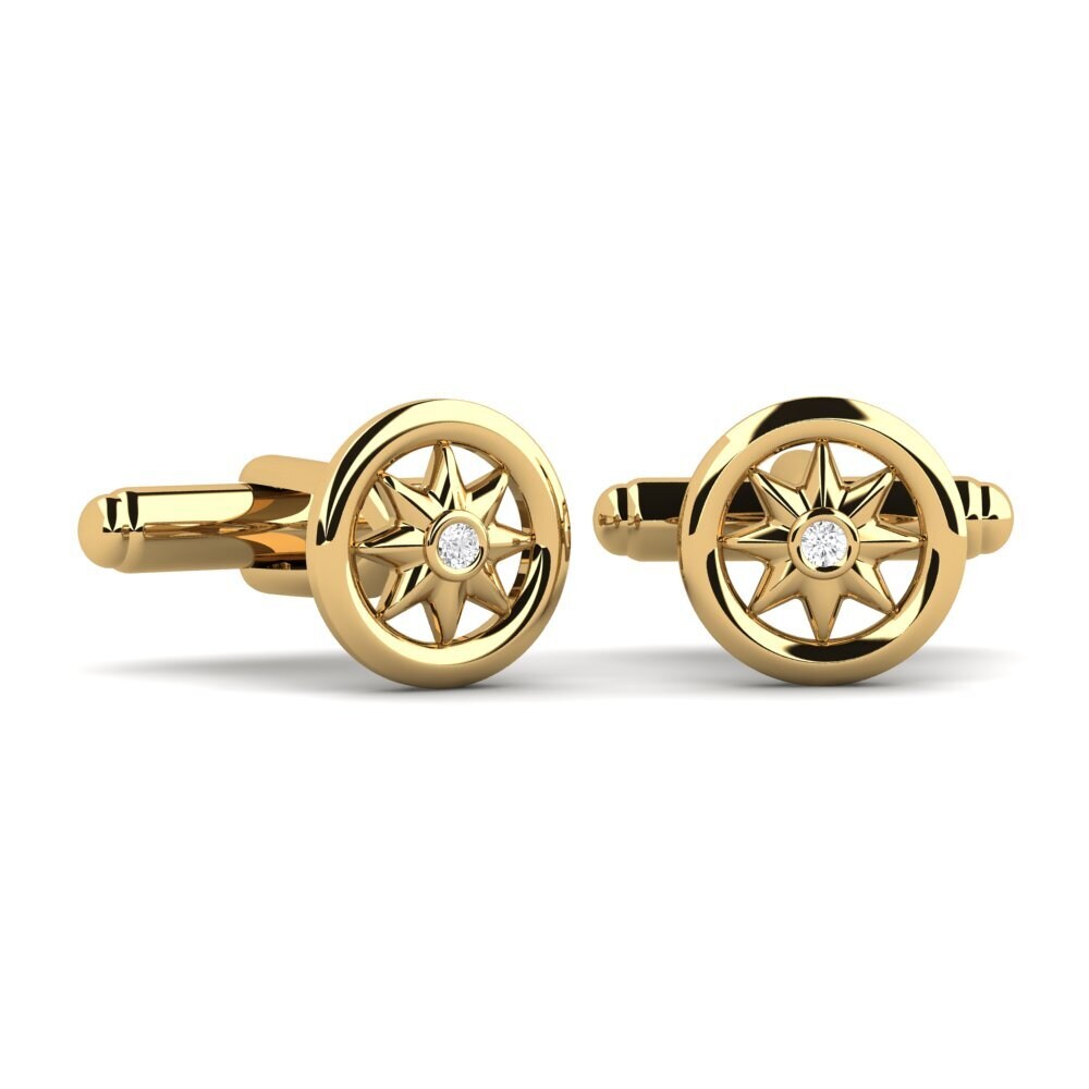 14ct Yellow Gold White sapphire Cufflink Arachne
