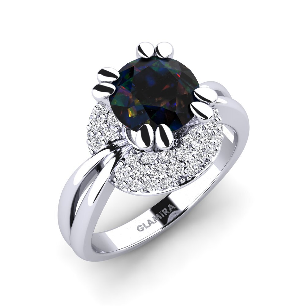 Black Opal Engagement Ring Arachnia
