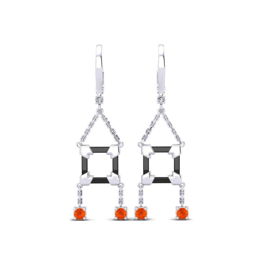 950 Platinum Fire Opal Women's Earring Araiza