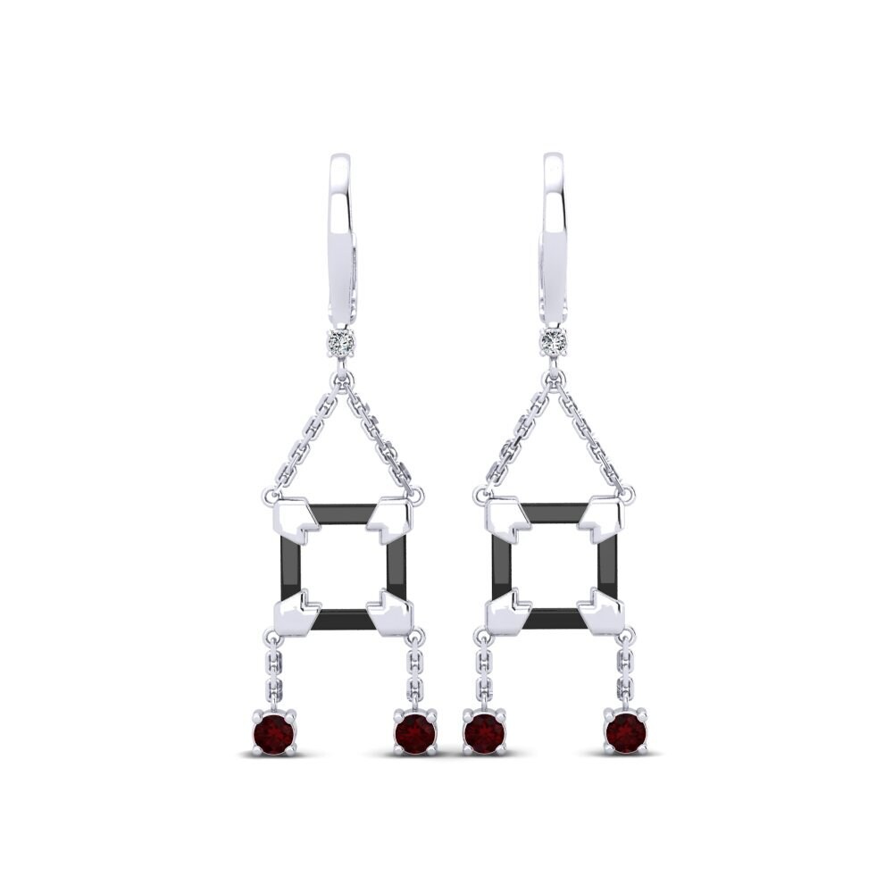 950 Platinum Garnet Women's Earring Araiza