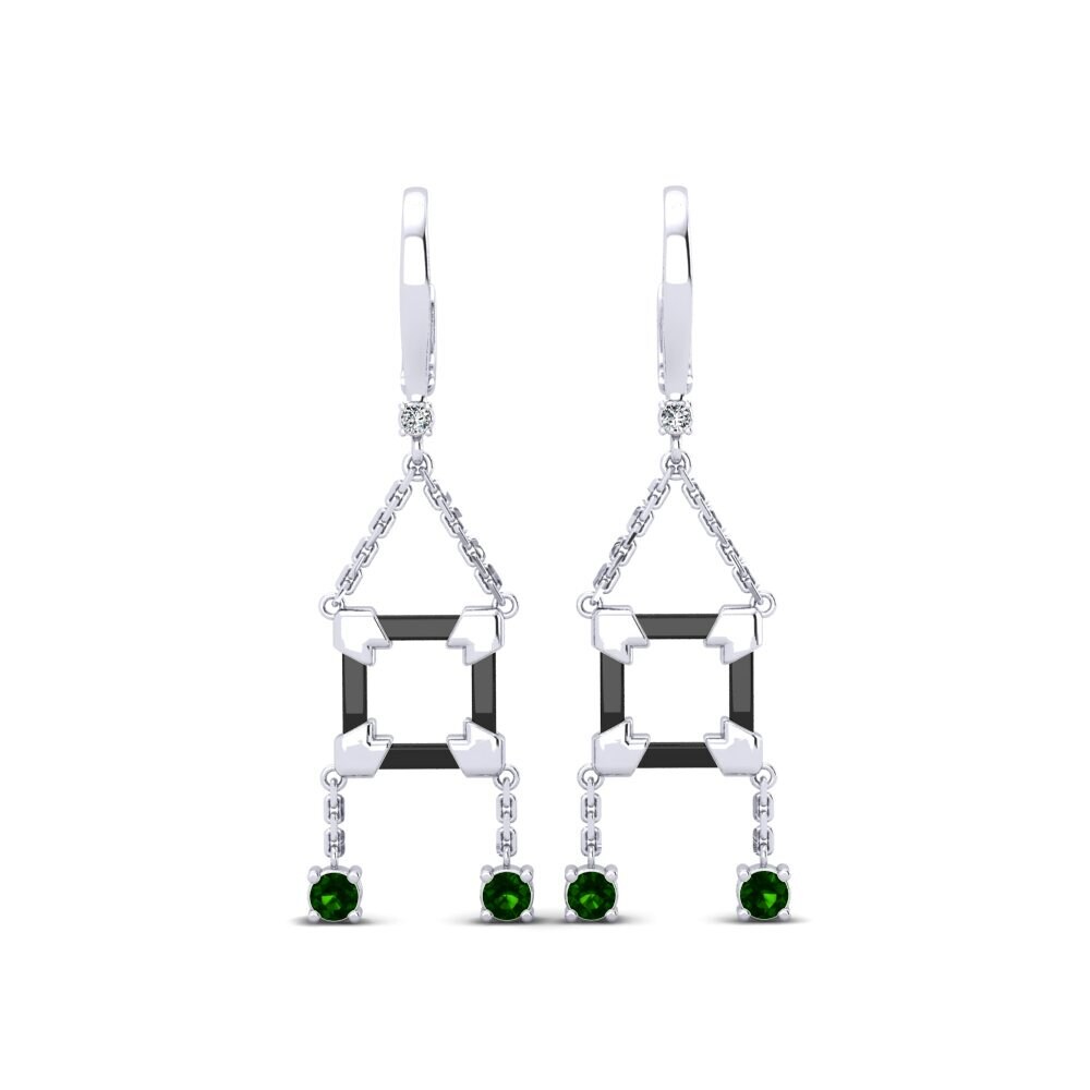 White Silver Green Tourmaline Women's Earring Araiza
