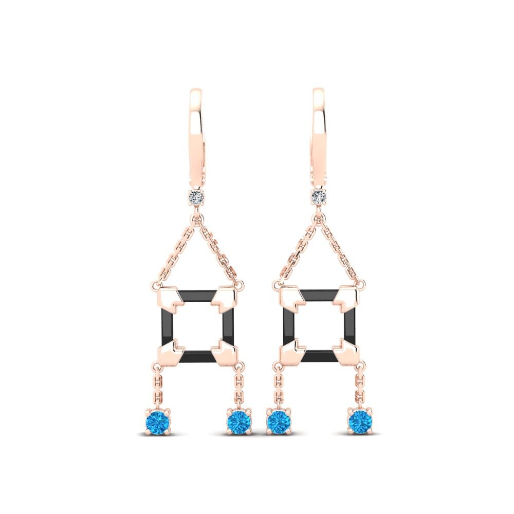 9ct Rose Gold Blue Topaz Women's Earring Araiza