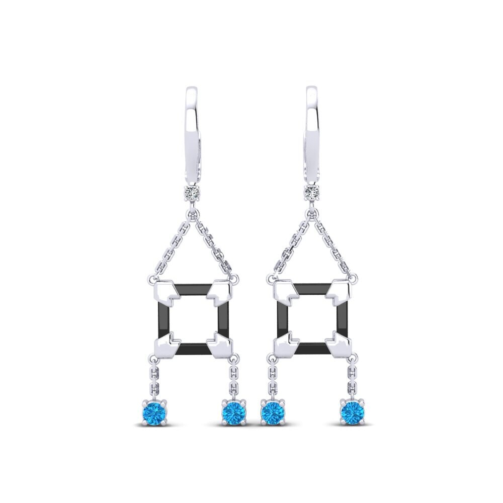 950 Platinum Blue Topaz Women's Earring Araiza