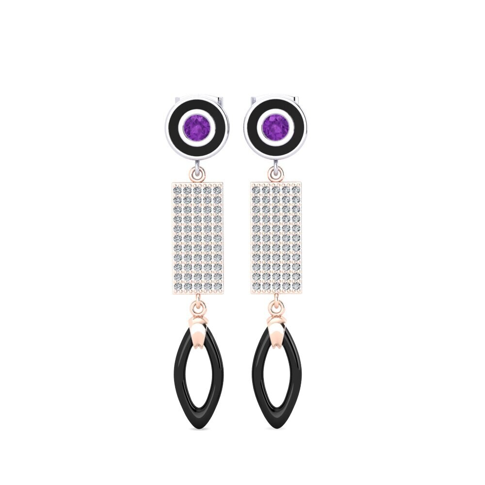 9ct Rose & White Gold Amethyst Women's Earring Arben