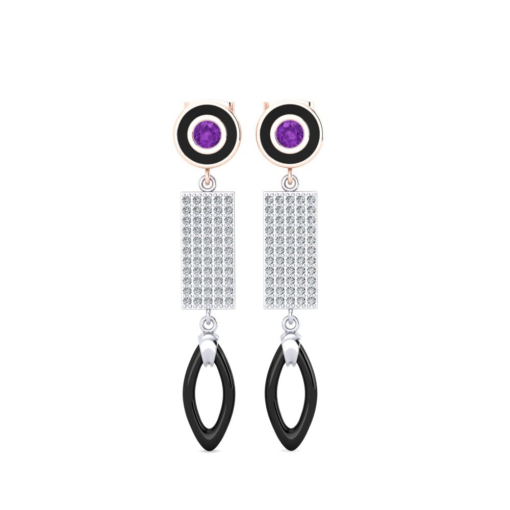 18ct White & Rose Gold Amethyst Women's Earring Arben