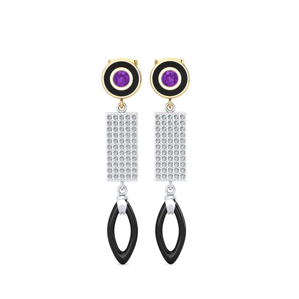 14ct White & Yellow Gold Amethyst Women's Earring Arben