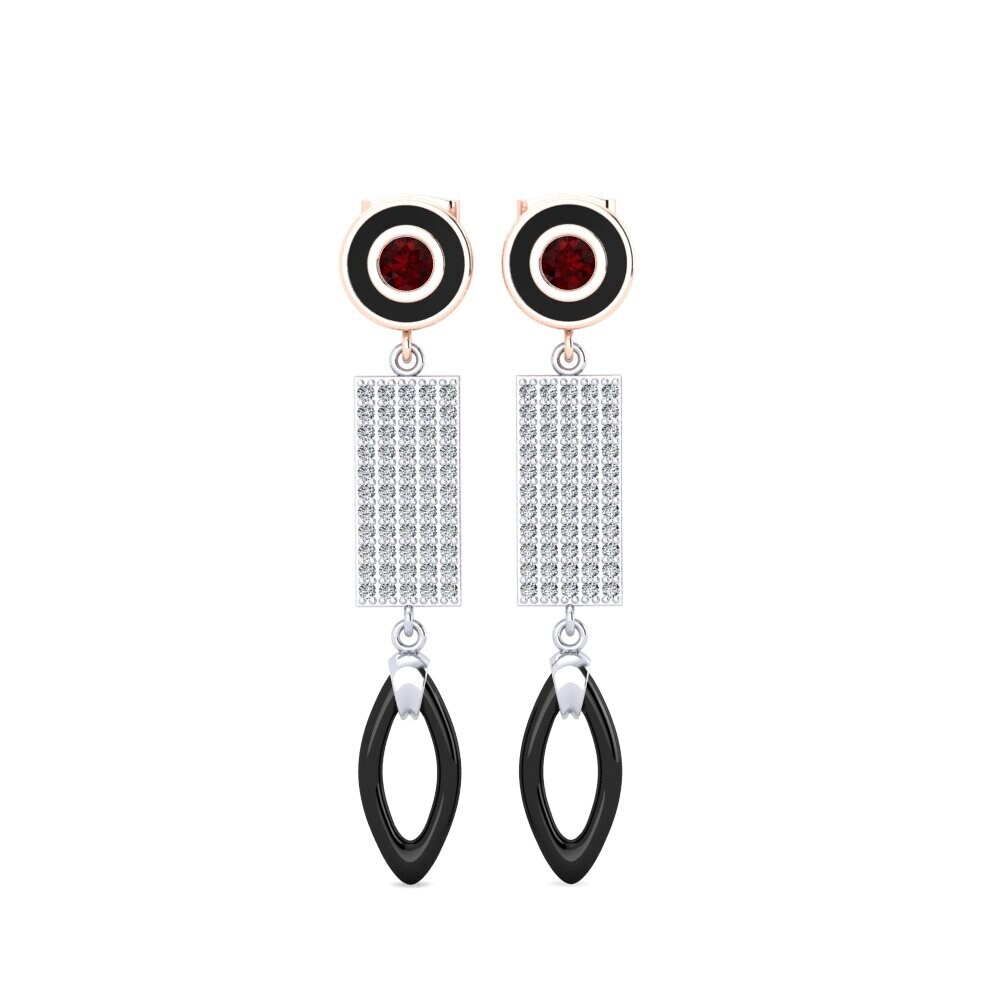 14ct White & Rose Gold Garnet Women's Earring Arben