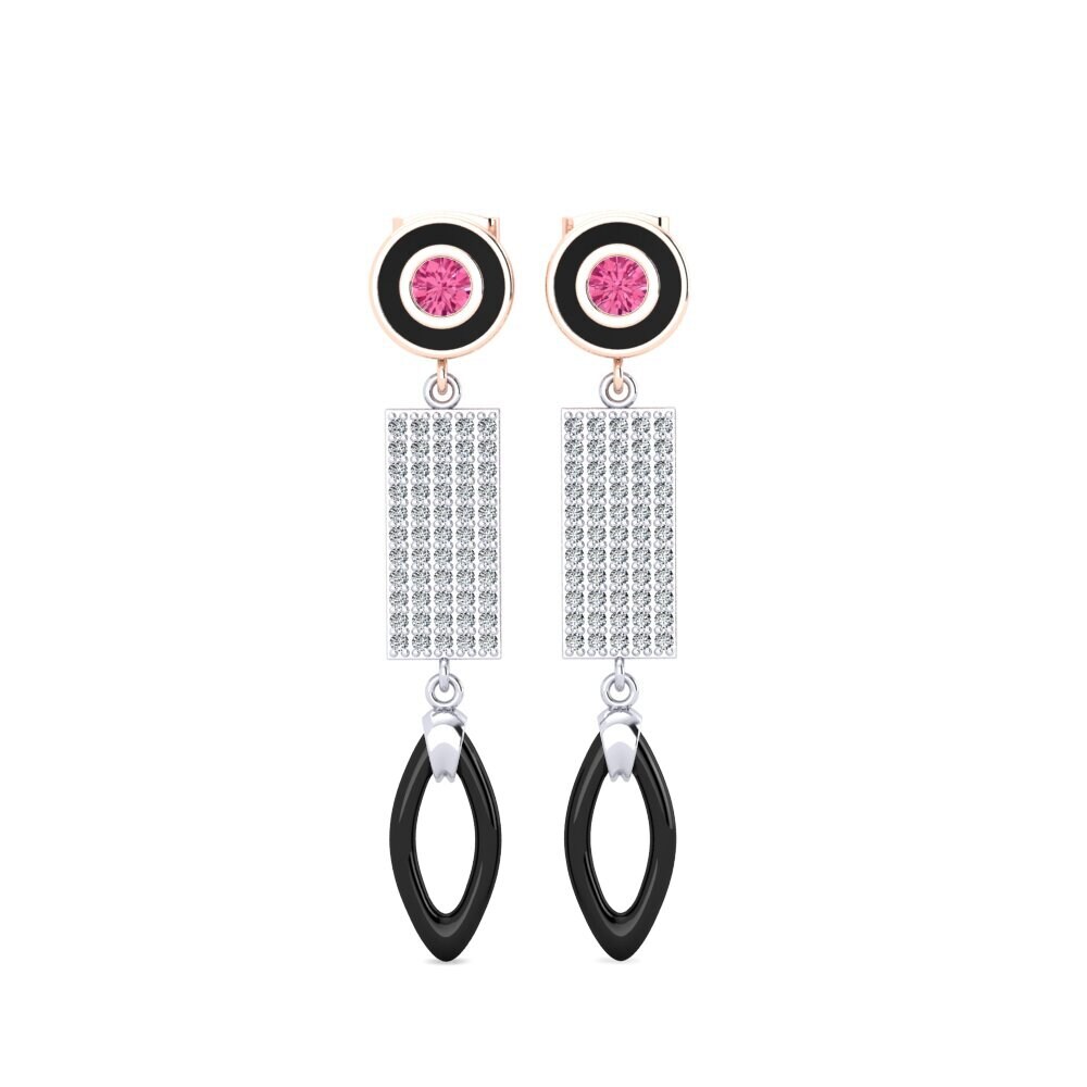 14ct White & Rose Gold Pink Tourmaline Women's Earring Arben