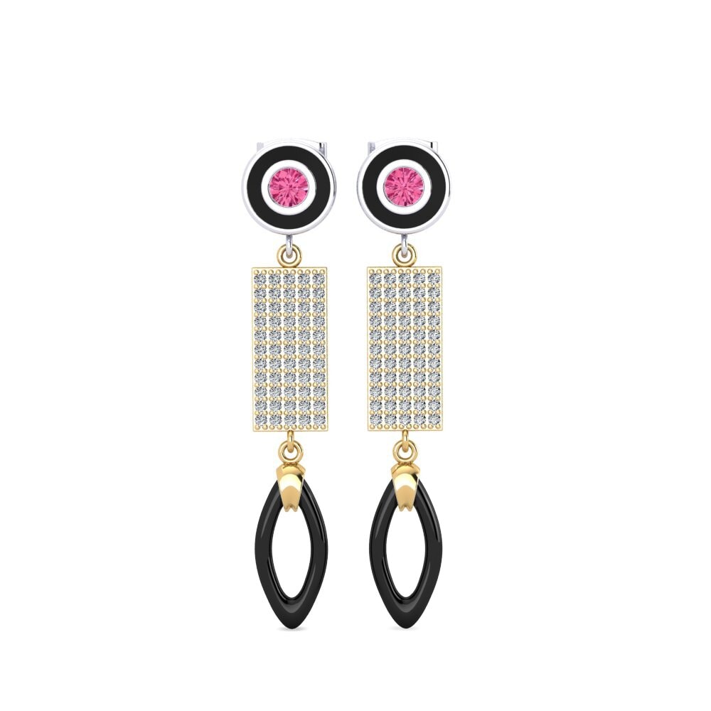 14ct Yellow & White Gold Pink Tourmaline Women's Earring Arben