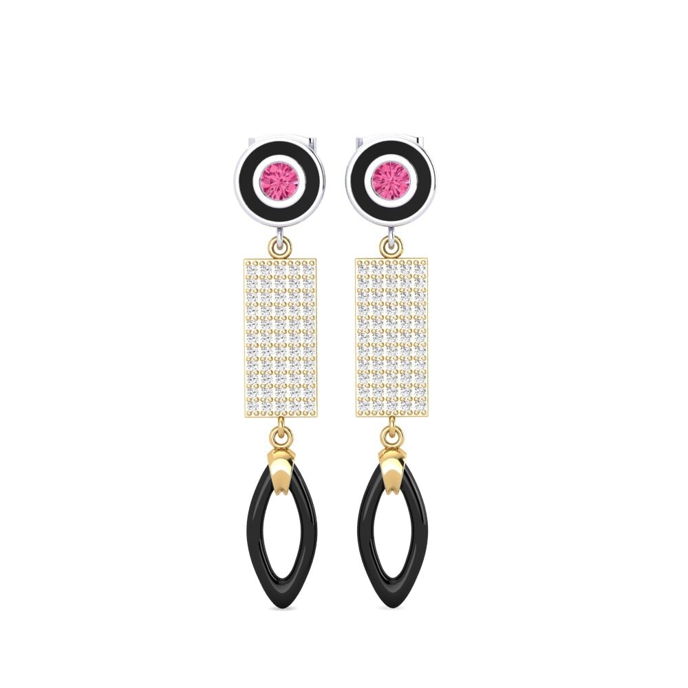 9ct Yellow / White Gold Pink Tourmaline Women's Earring Arben