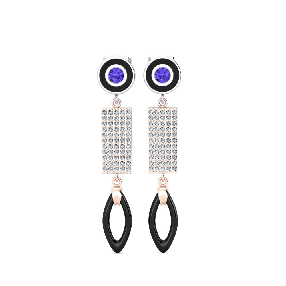 14ct Rose & White Gold Tanzanite Women's Earring Arben