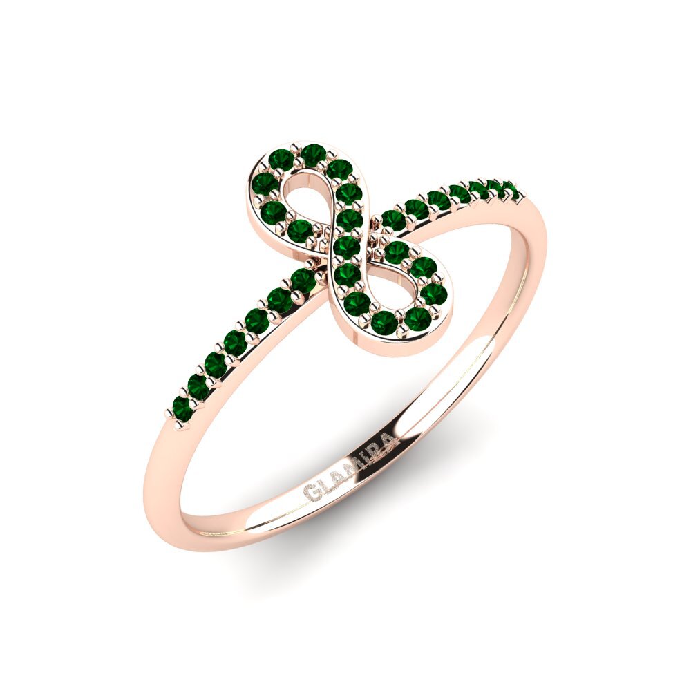 14ct Rose Gold Green Zirconia Ring Arcadaca
