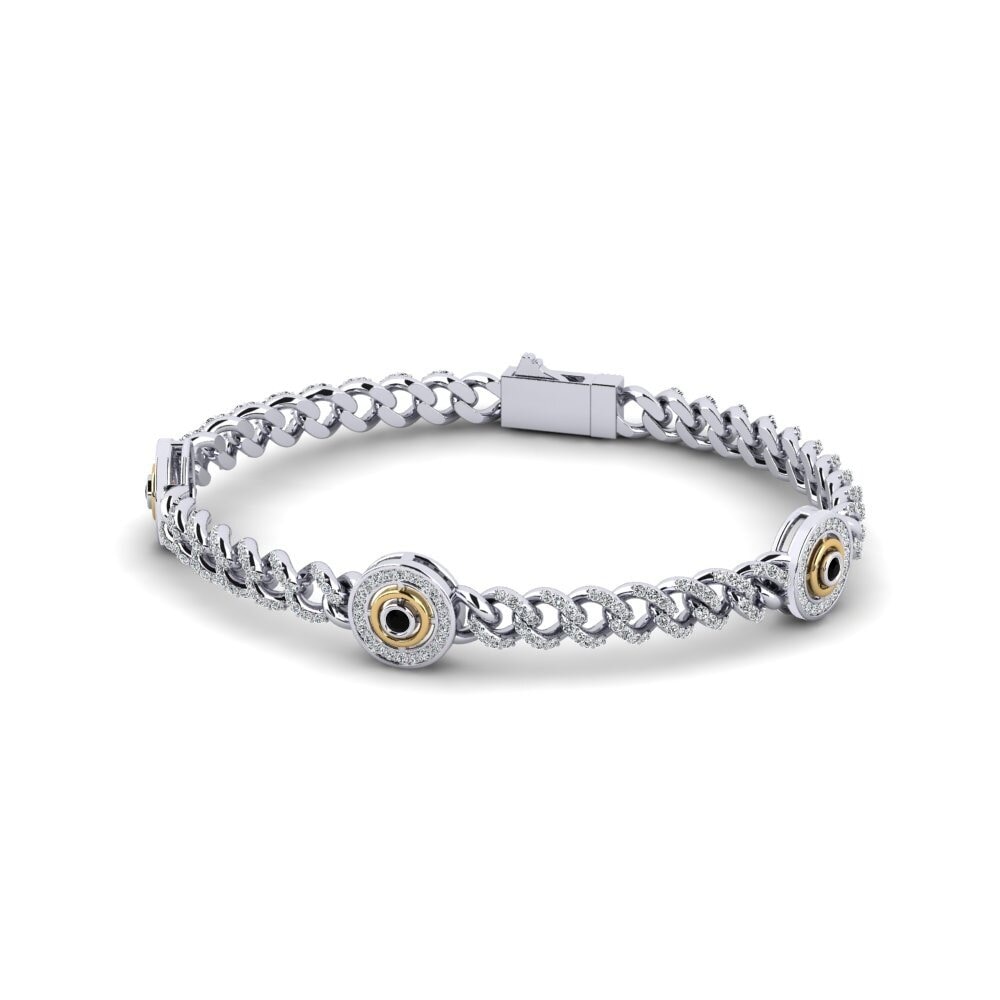 9ct White & Yellow Gold Black Diamond Women's Bracelet Arcins